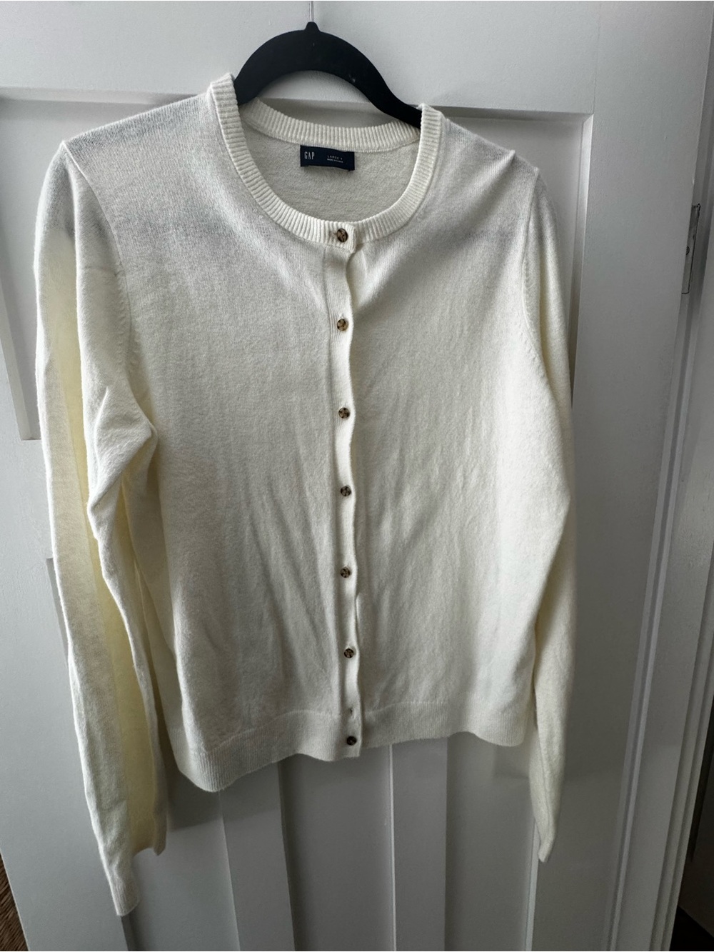 GAP Cream Button-Up Crewneck Cardigan
